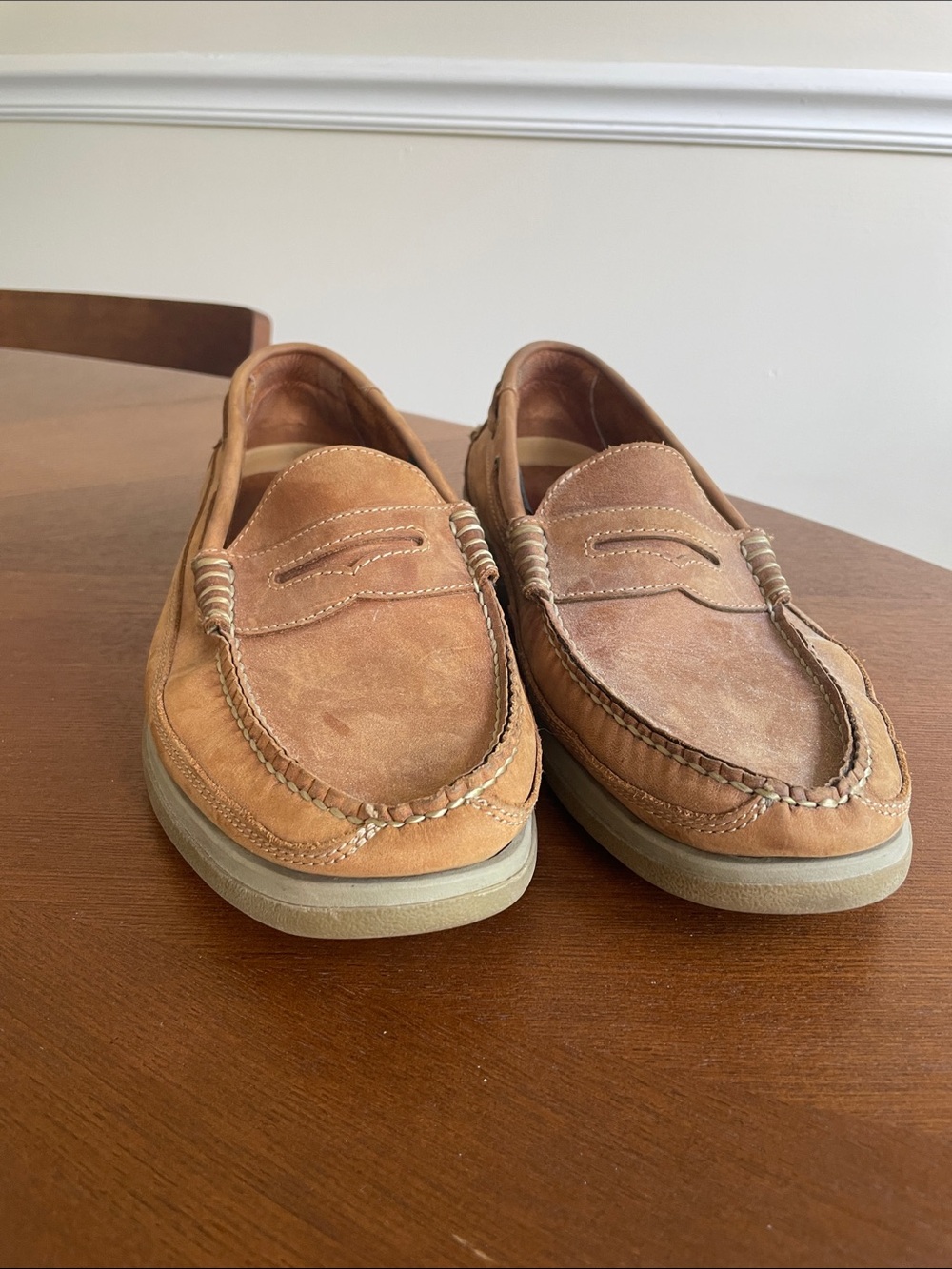 Men's Classic Tan Suede Penny Loafers. Boca classic Monte Cristo.